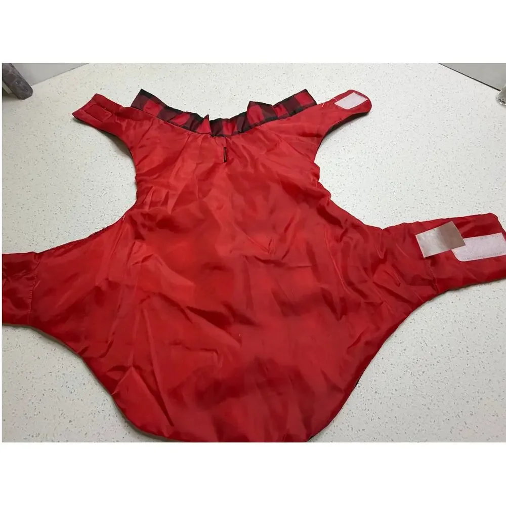 Pet Jacket Size Large Lightweight Red Black Checkered Dog Coat